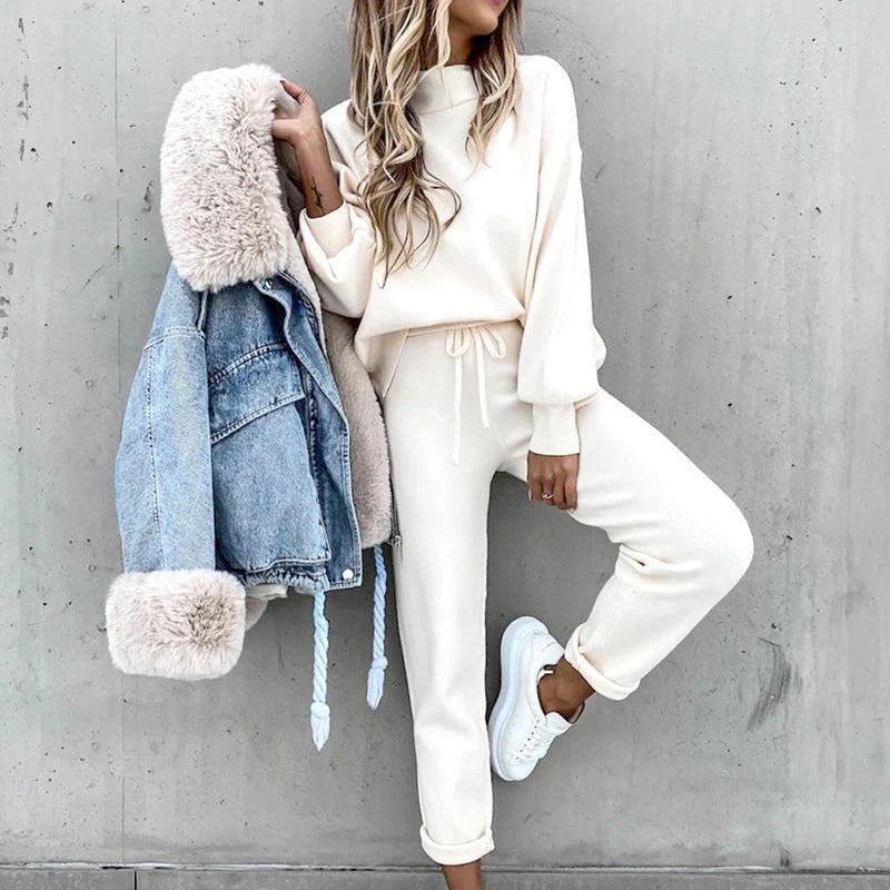 Long Sleeve Oversized Rib Knit Lounge Set for Women