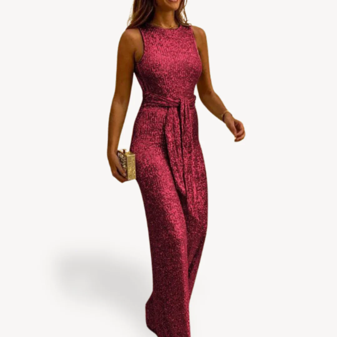 Sequin Round Neck Party Jumpsuit for Women