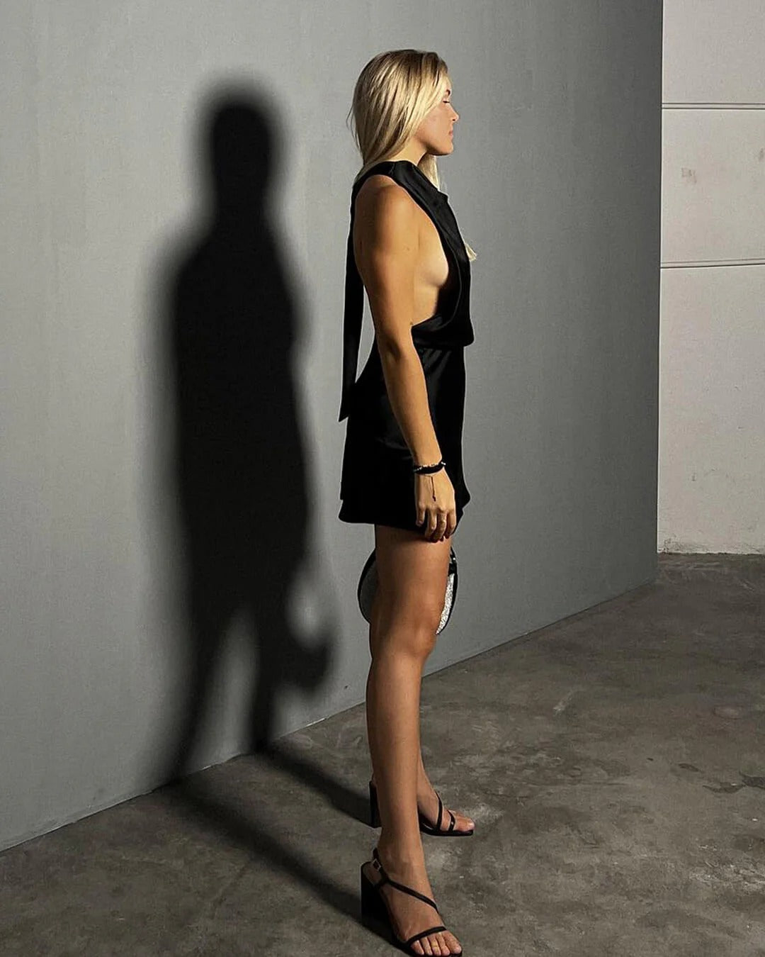 Satin Halter Neck Cocktail Mini Dress for Women