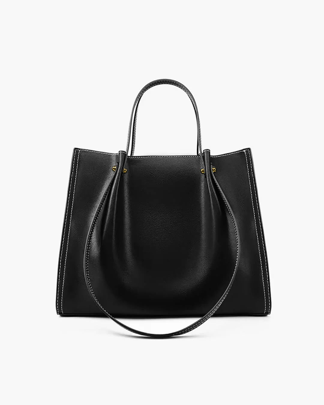 Faux Leather Contrast Stitch Tote Bag for Women