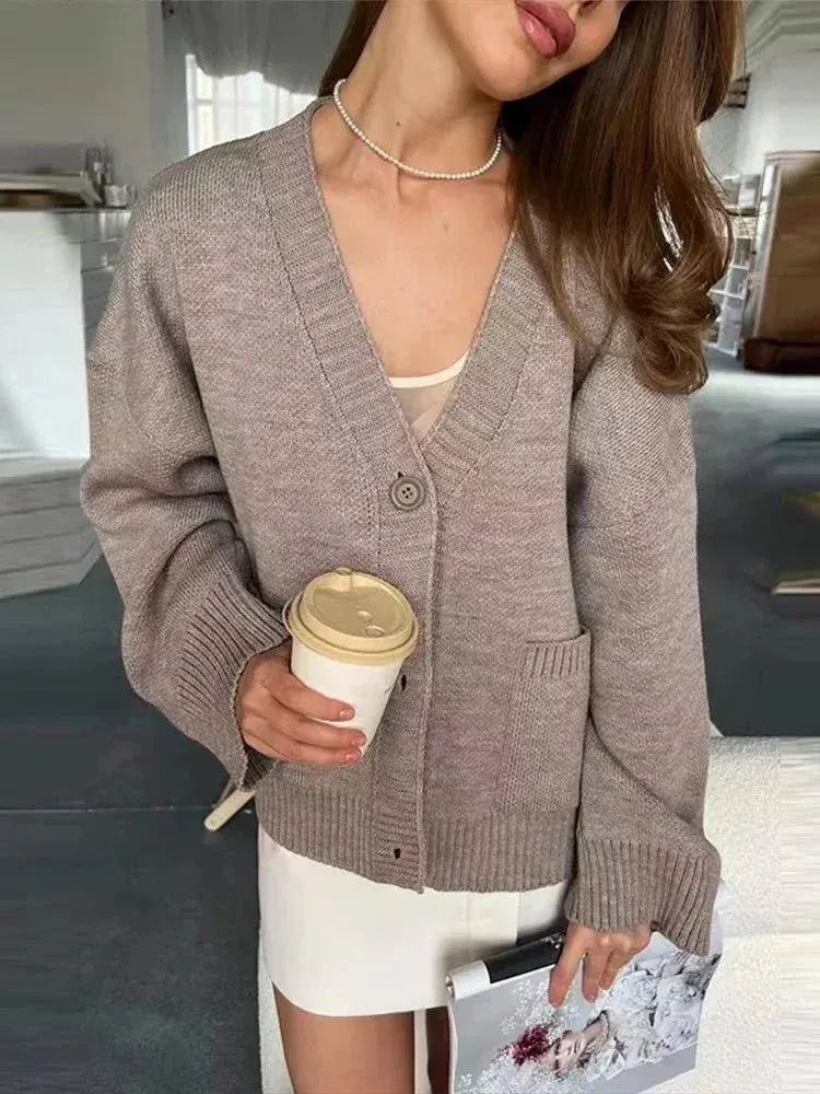 V Neck Knitted Cardigan for Women
