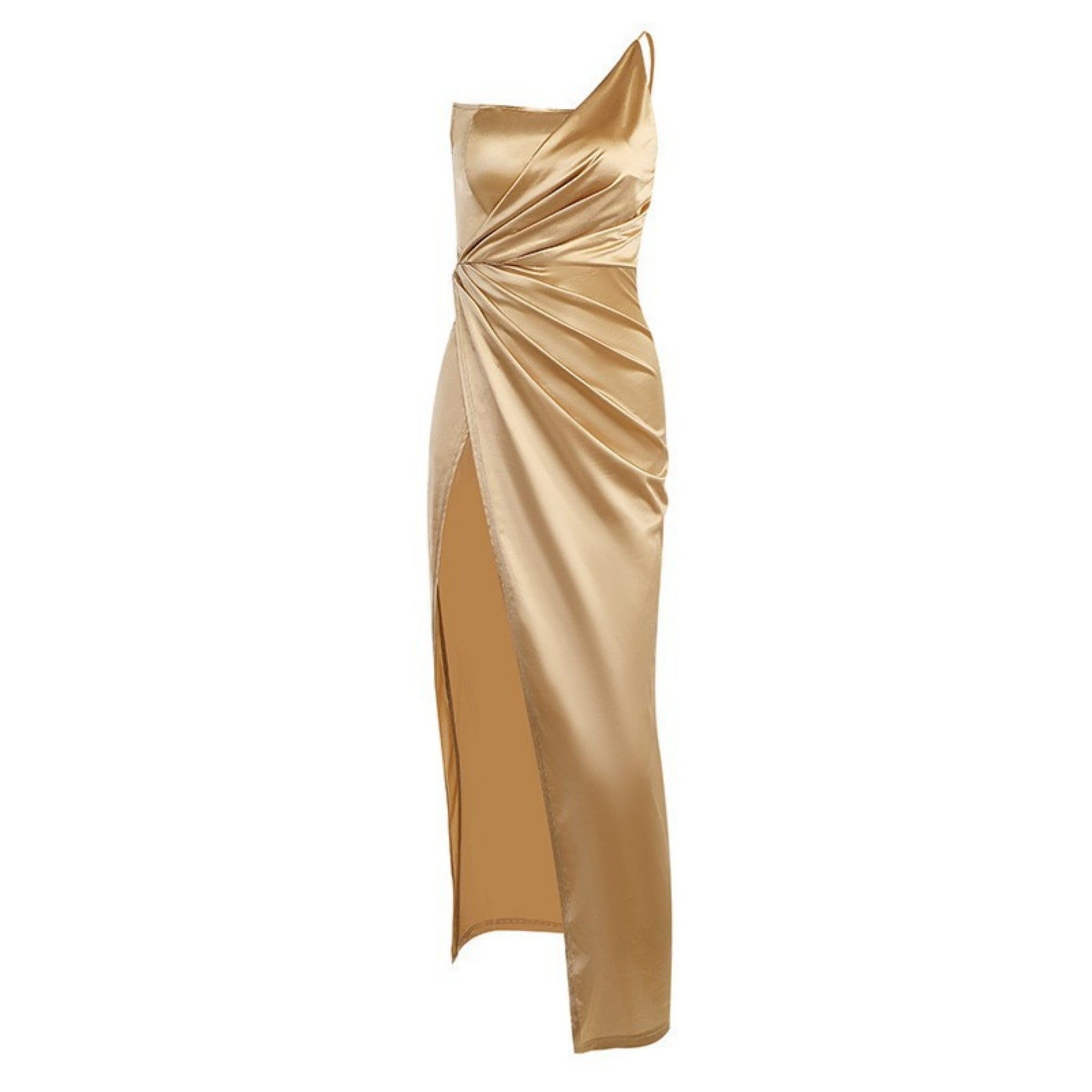 Satin One Shoulder Ruched Party Dress for Women