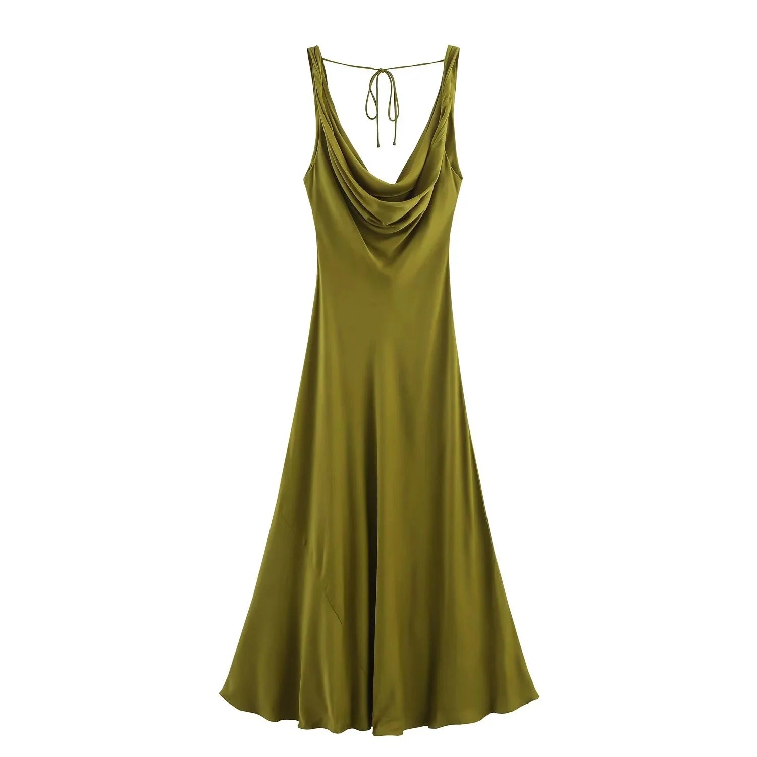 Satin Cowl Neck Maxi Evening Dress for Women