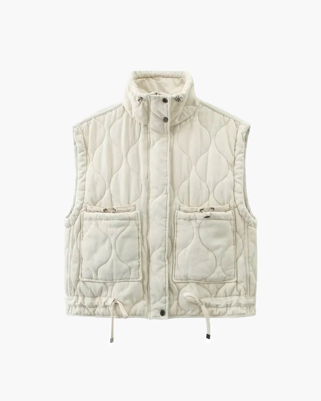 Loose Fit Quilted Zip-Up Gilet for Women