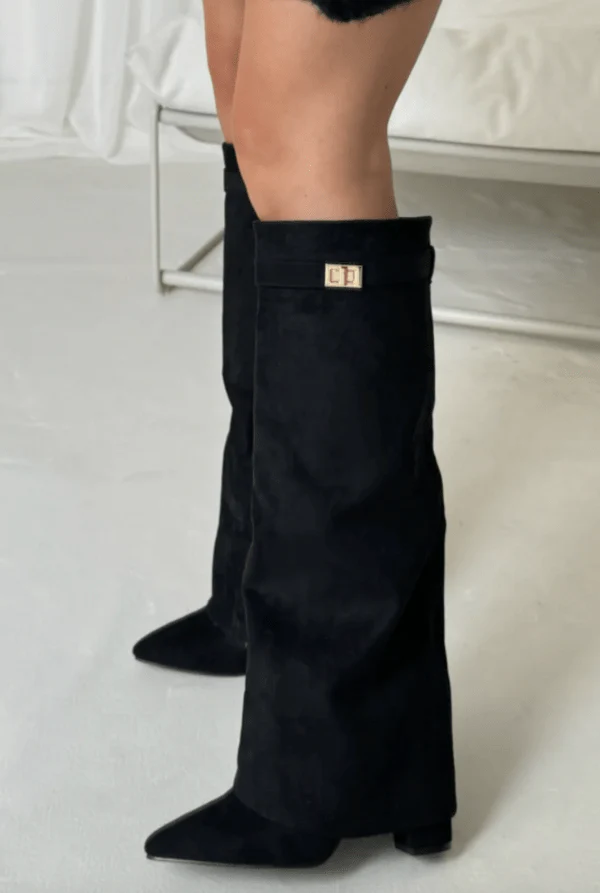 Suede High Knee Boots with Pointed Toe for Women