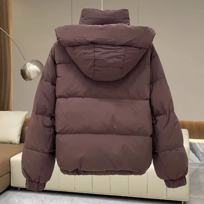 Hooded Puffer Jacket with High Neck for Women