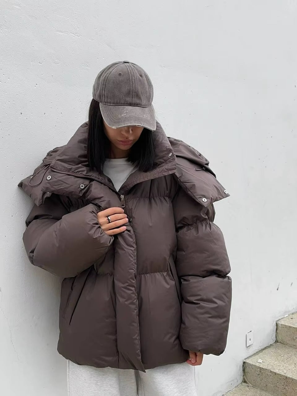 Oversized Hooded Puffer Jacket for Women