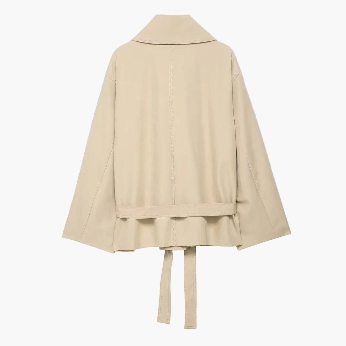 Oversized Tie-Waist Short Trench Jacket for Women