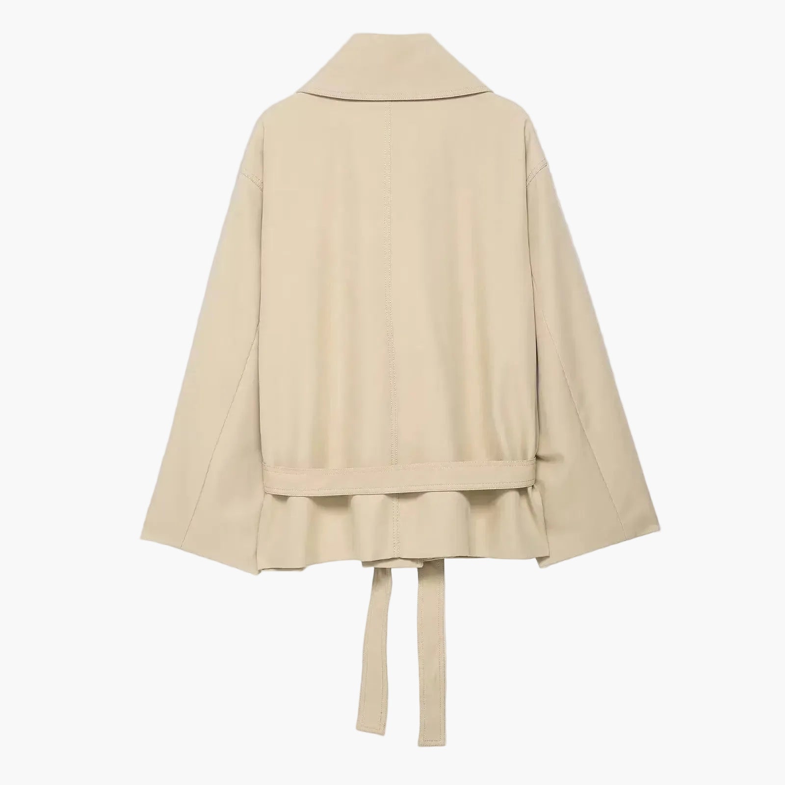 Oversized Tie-Waist Short Trench Jacket for Women