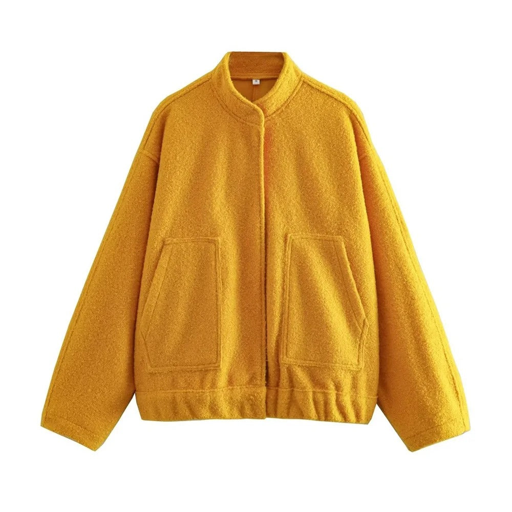 Oversized High Neck Bomber Jacket for Women