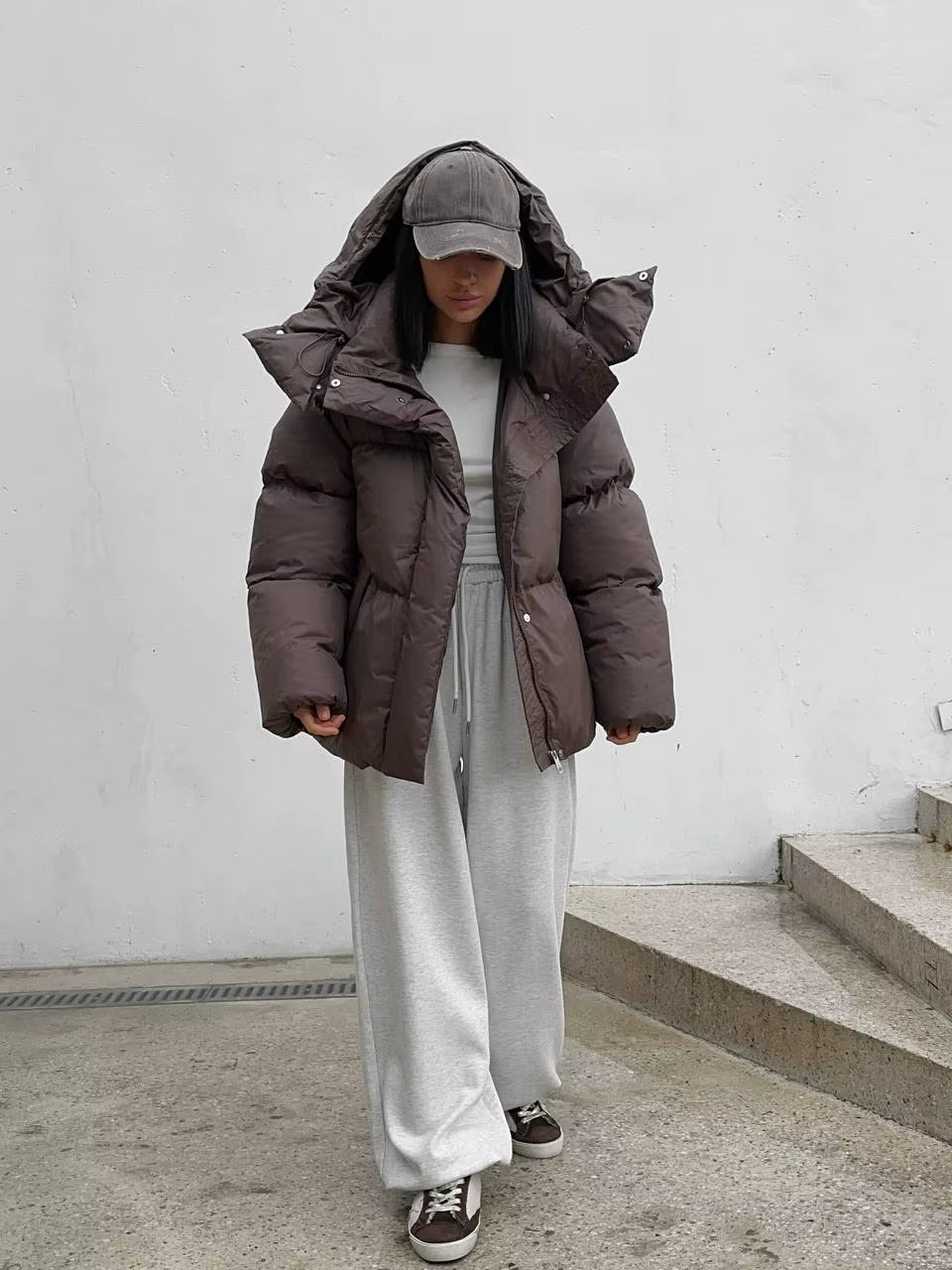 Oversized Hooded Puffer Jacket for Women