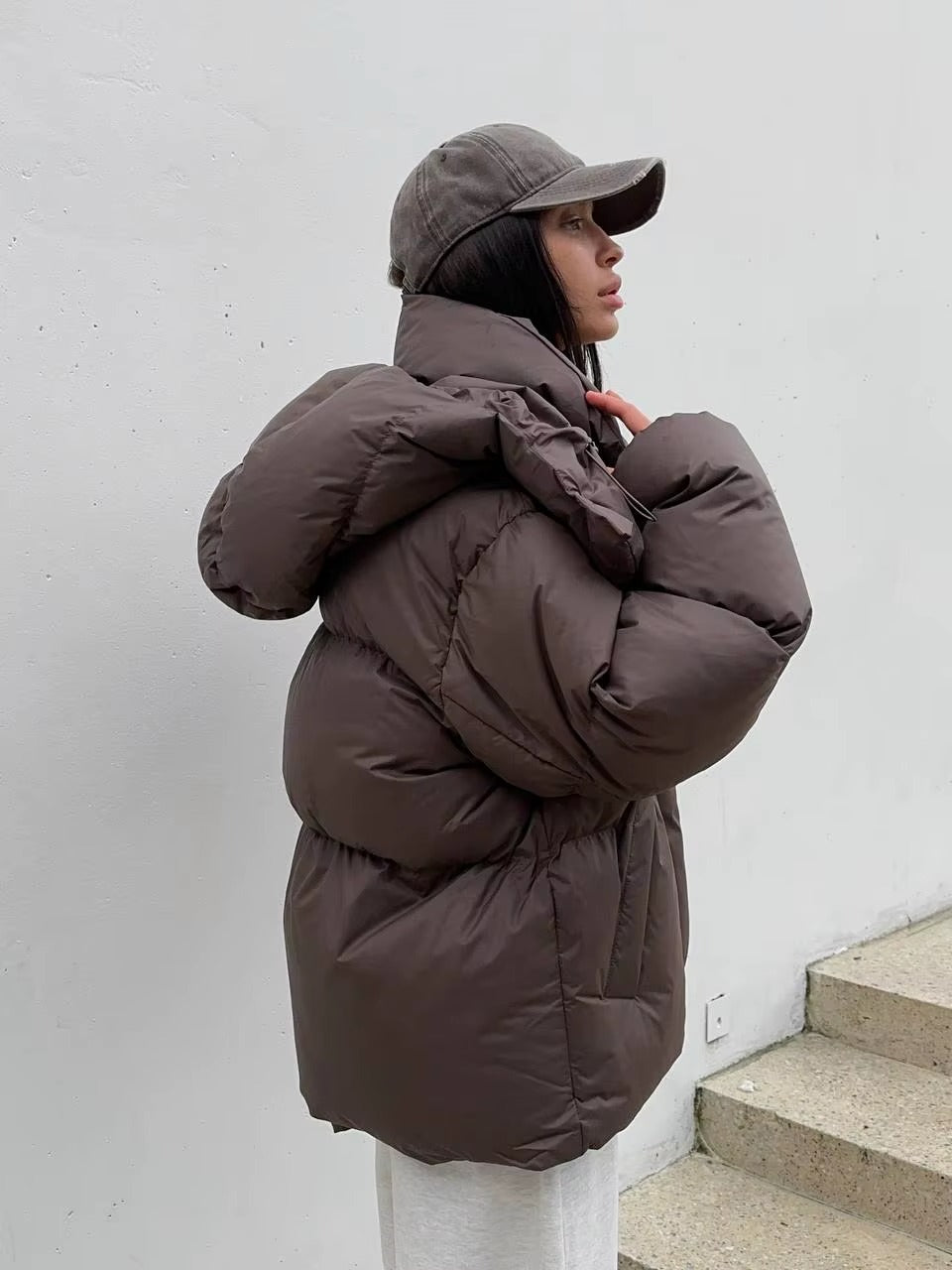 Oversized Hooded Puffer Jacket for Women