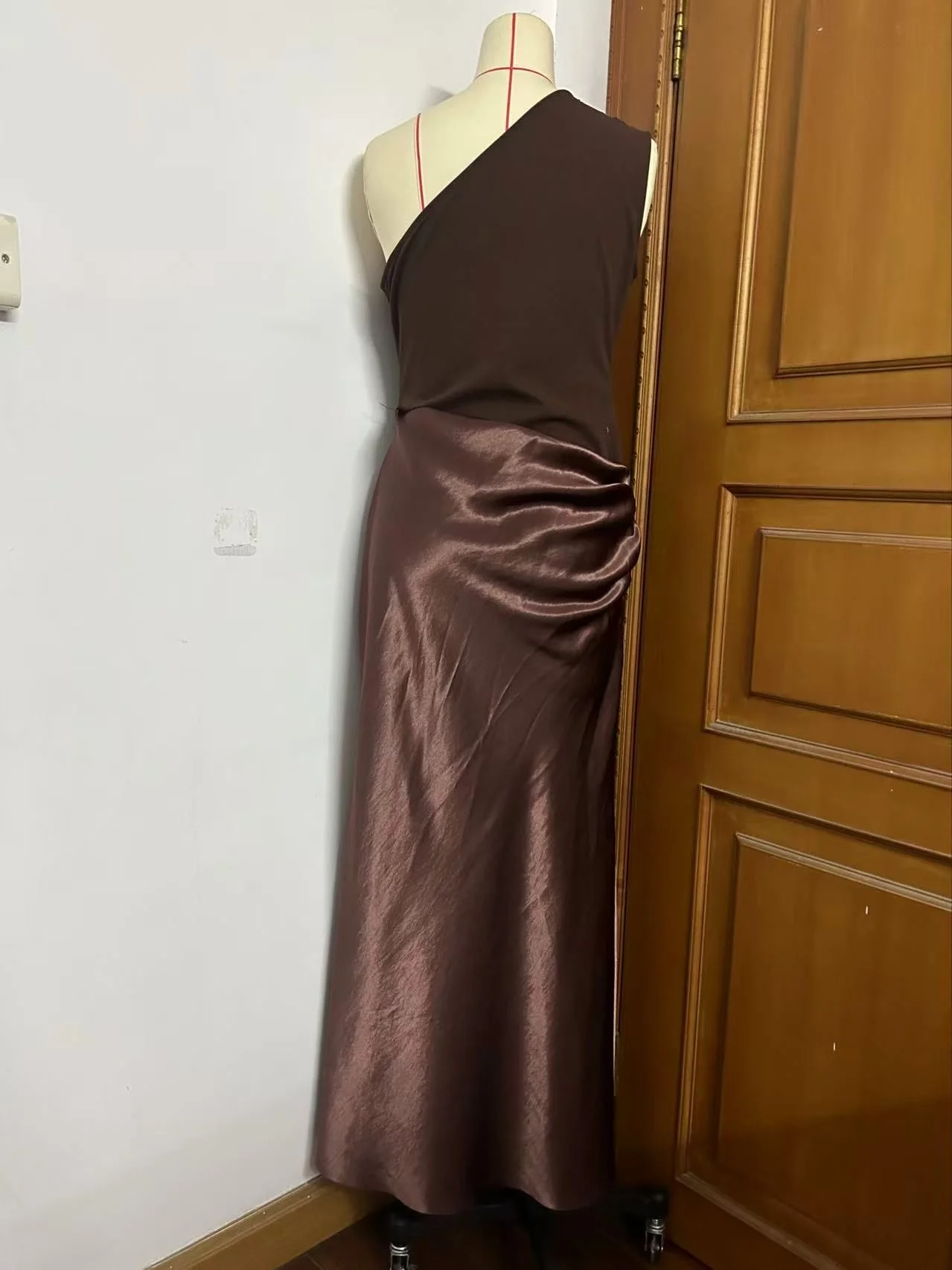 One Shoulder Satin Maxi Dress for Women