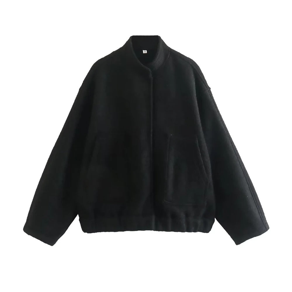 Oversized High Neck Bomber Jacket for Women