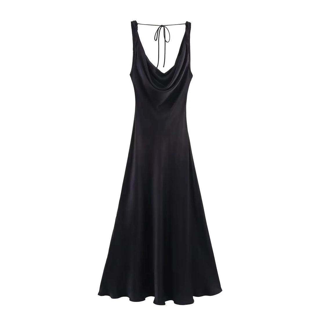Satin Cowl Neck Maxi Evening Dress for Women