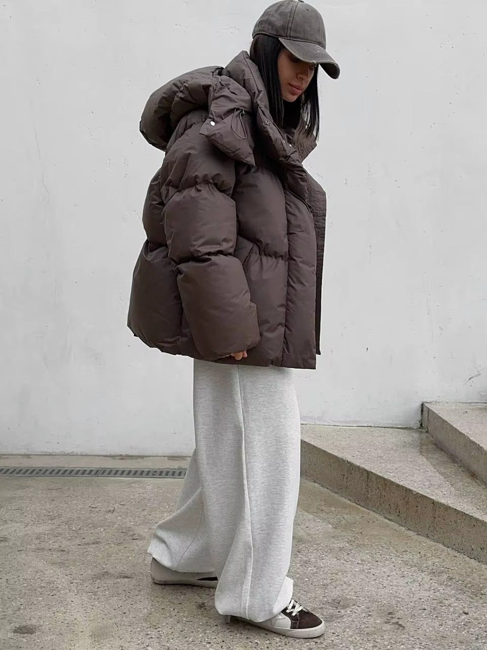 Oversized Hooded Puffer Jacket for Women