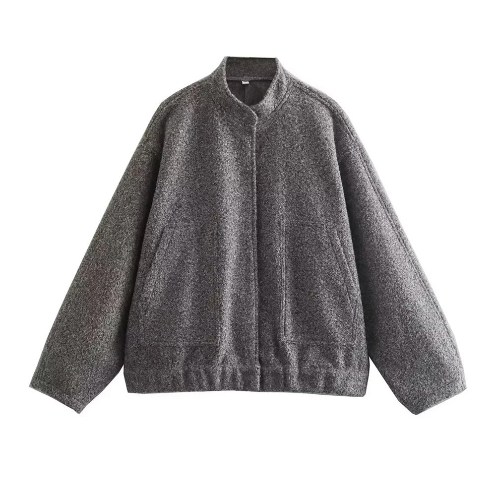 Oversized High Neck Bomber Jacket for Women