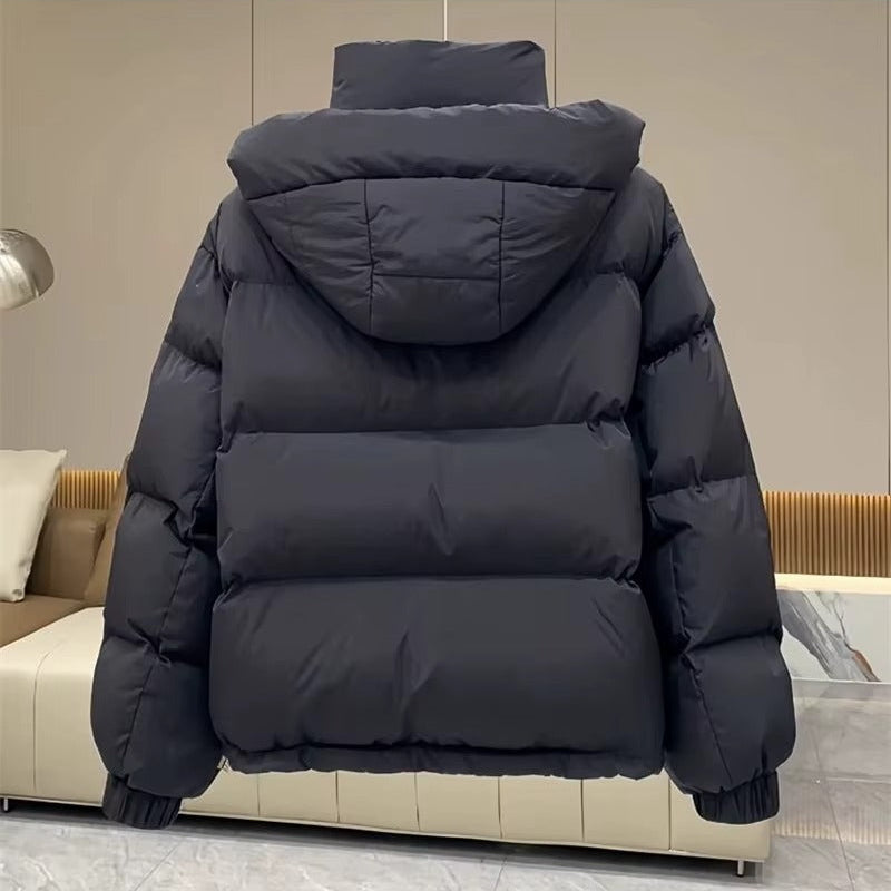 Hooded Puffer Jacket with High Neck for Women