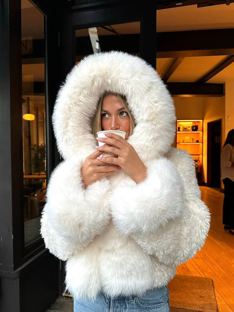 Faux Fur Oversized Hooded Coat for Women
