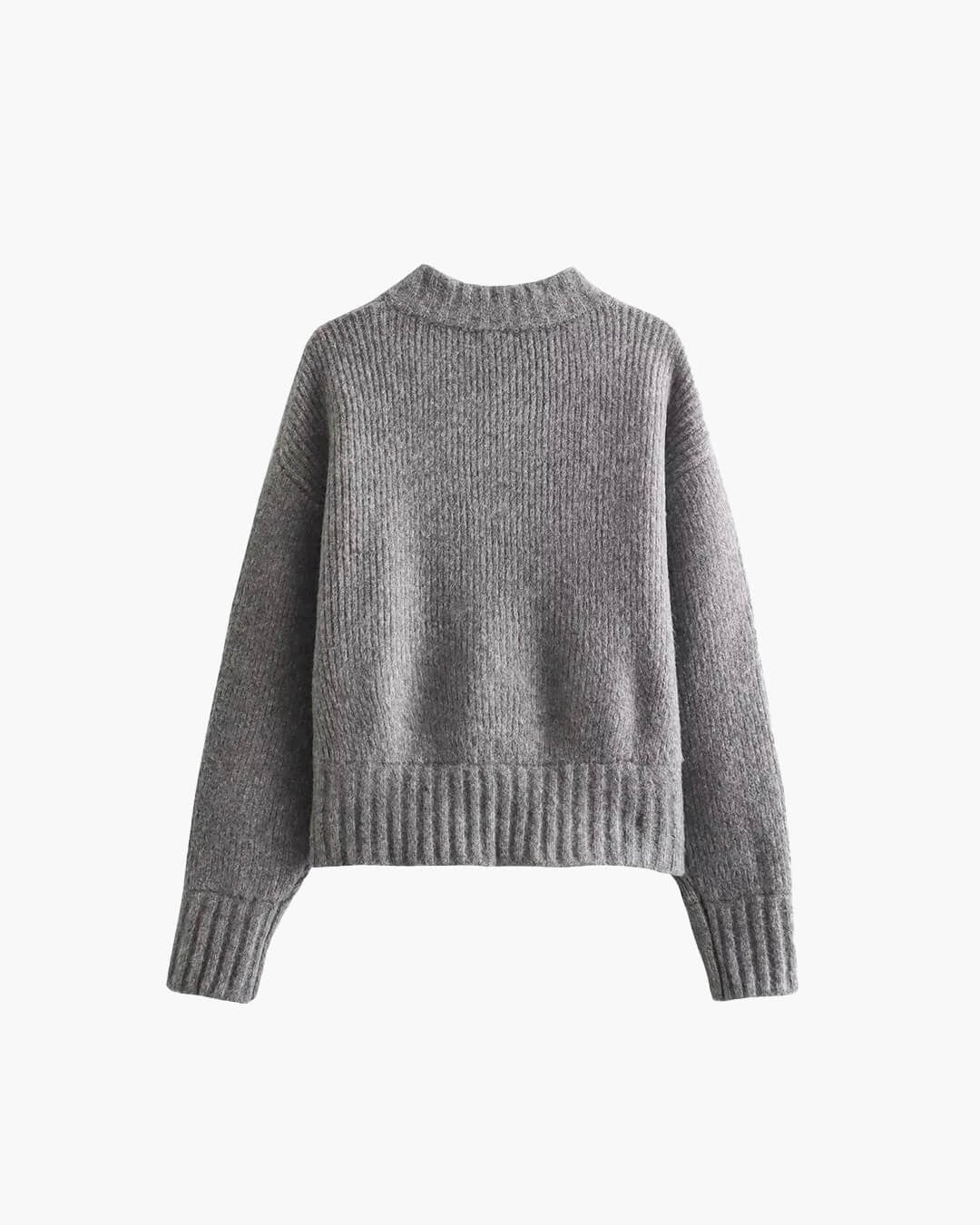 Zip Up Knitted Cardigan with Round Neck for Women