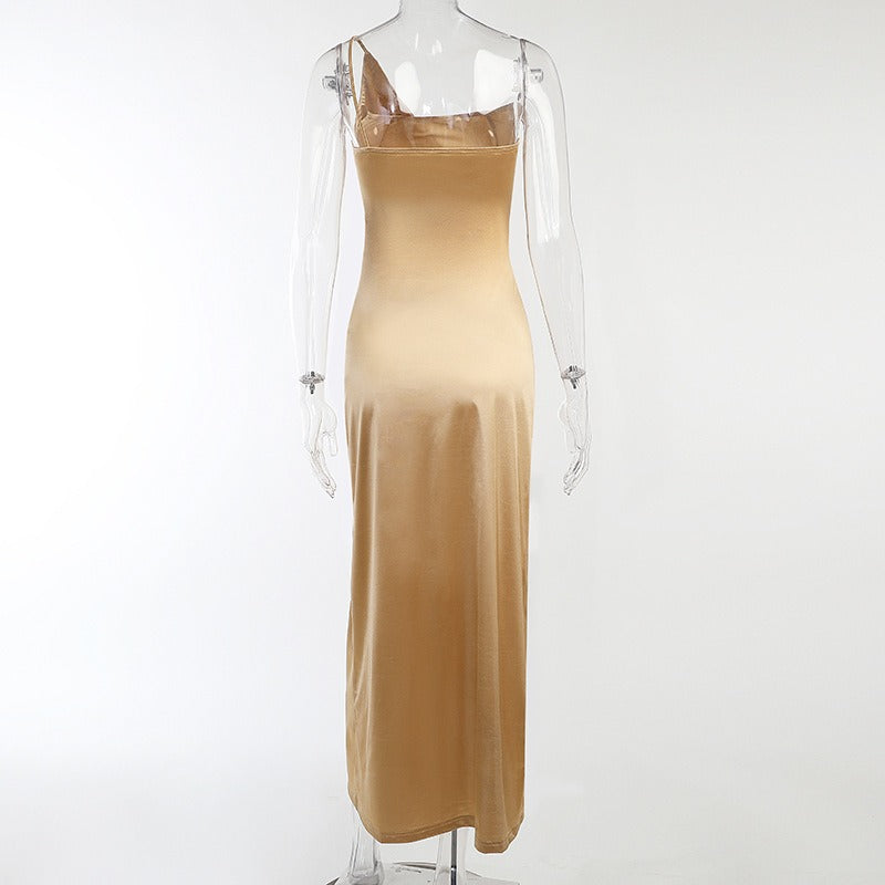 Satin One Shoulder Ruched Party Dress for Women