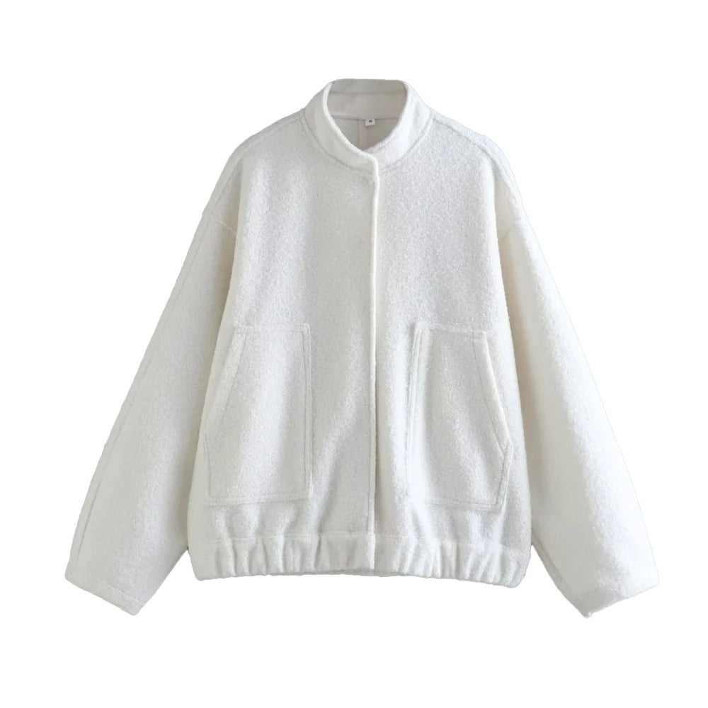 Oversized High Neck Bomber Jacket for Women