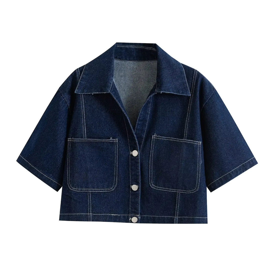 Denim Set with Loose Fit Crop Top and Mini Skort for Women