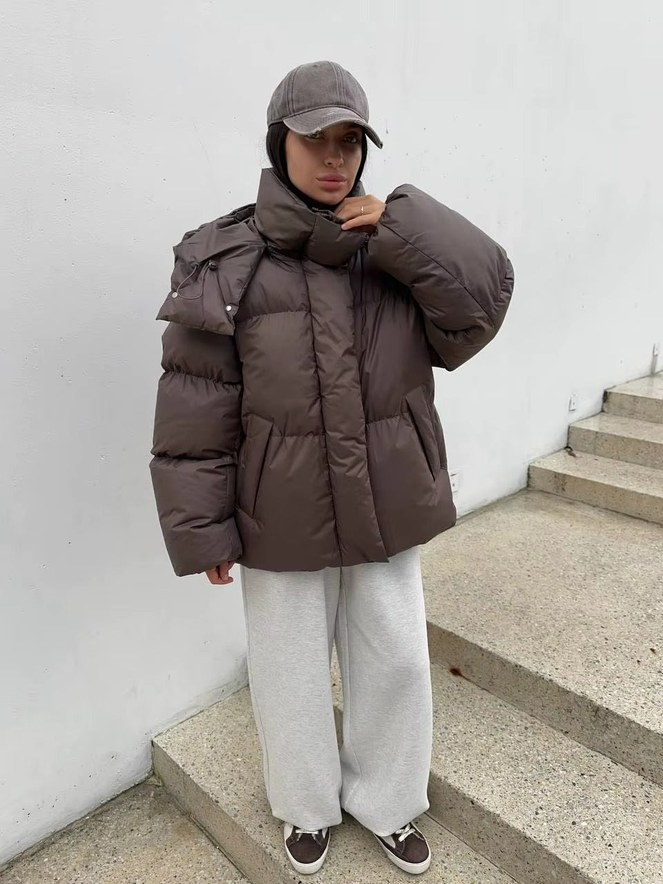 Oversized Hooded Puffer Jacket for Women