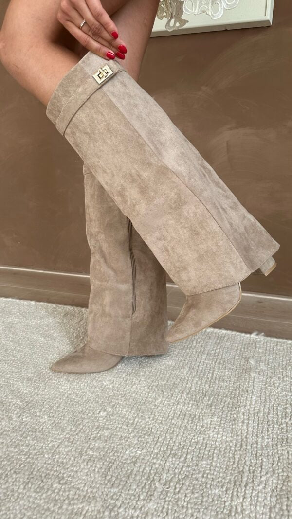 Suede High Knee Boots with Pointed Toe for Women