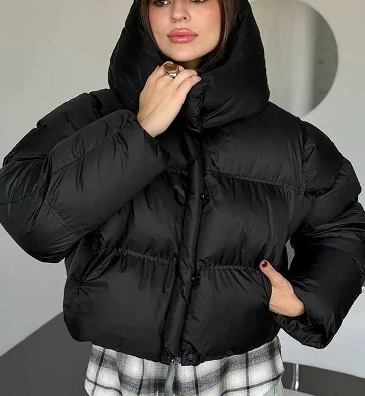 Oversized Hooded Short Puffer Jacket for Women