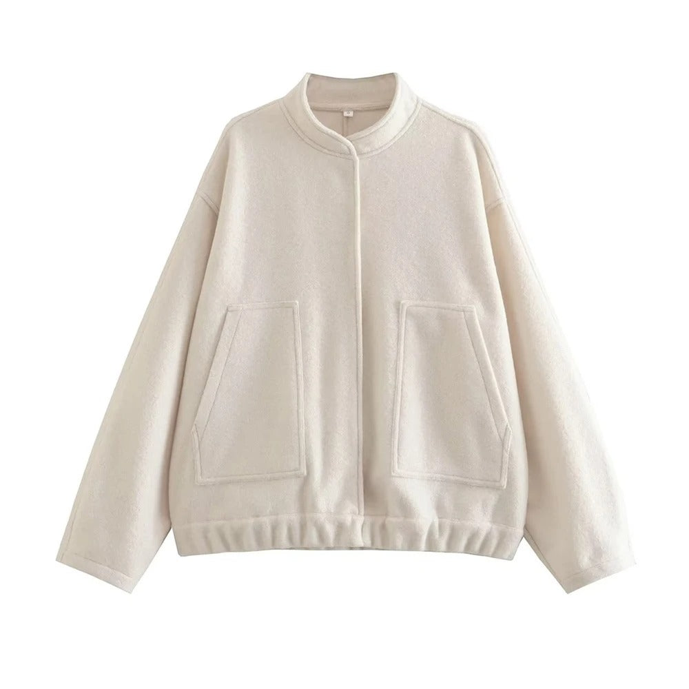 Oversized High Neck Bomber Jacket for Women