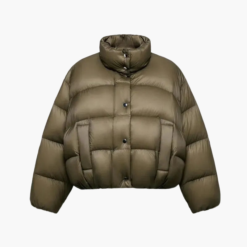 High Neck Quilted Puffer Jacket for Women