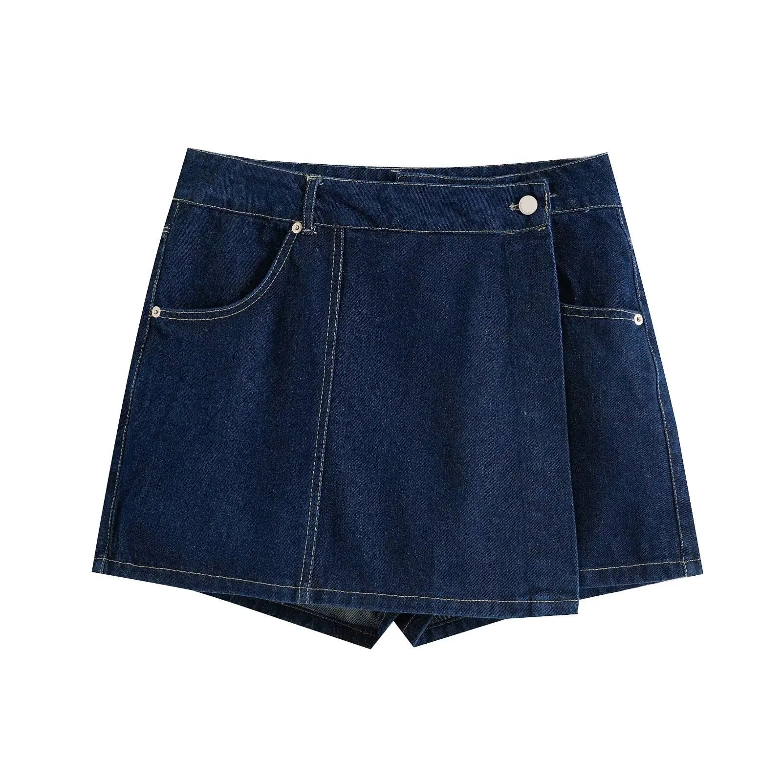 Denim Set with Loose Fit Crop Top and Mini Skort for Women