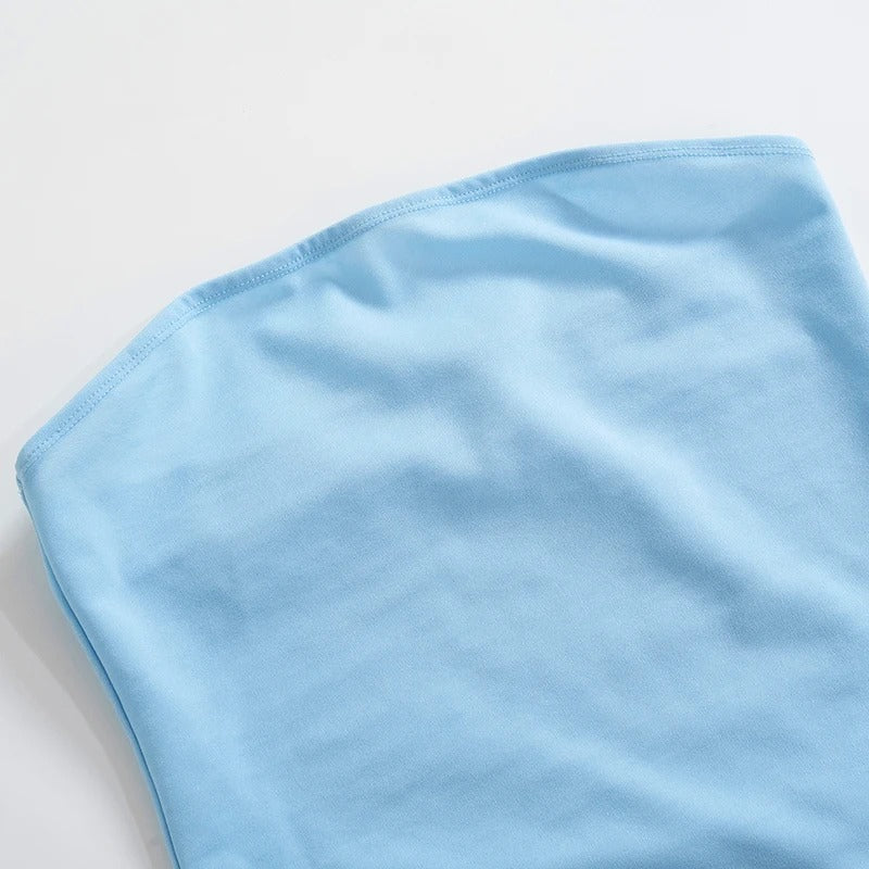 Strapless Ruffle Hem Mini Dress for Women