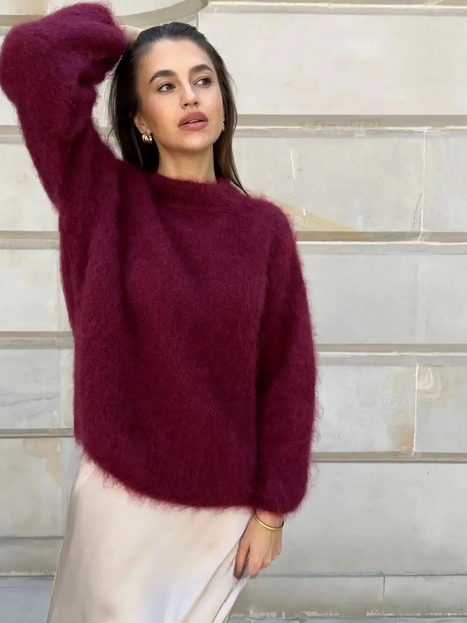 Oversized Mohair Crew Neck Jumper for Women