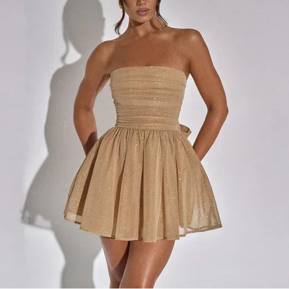 Glitter Ruched Mini Dress for Women