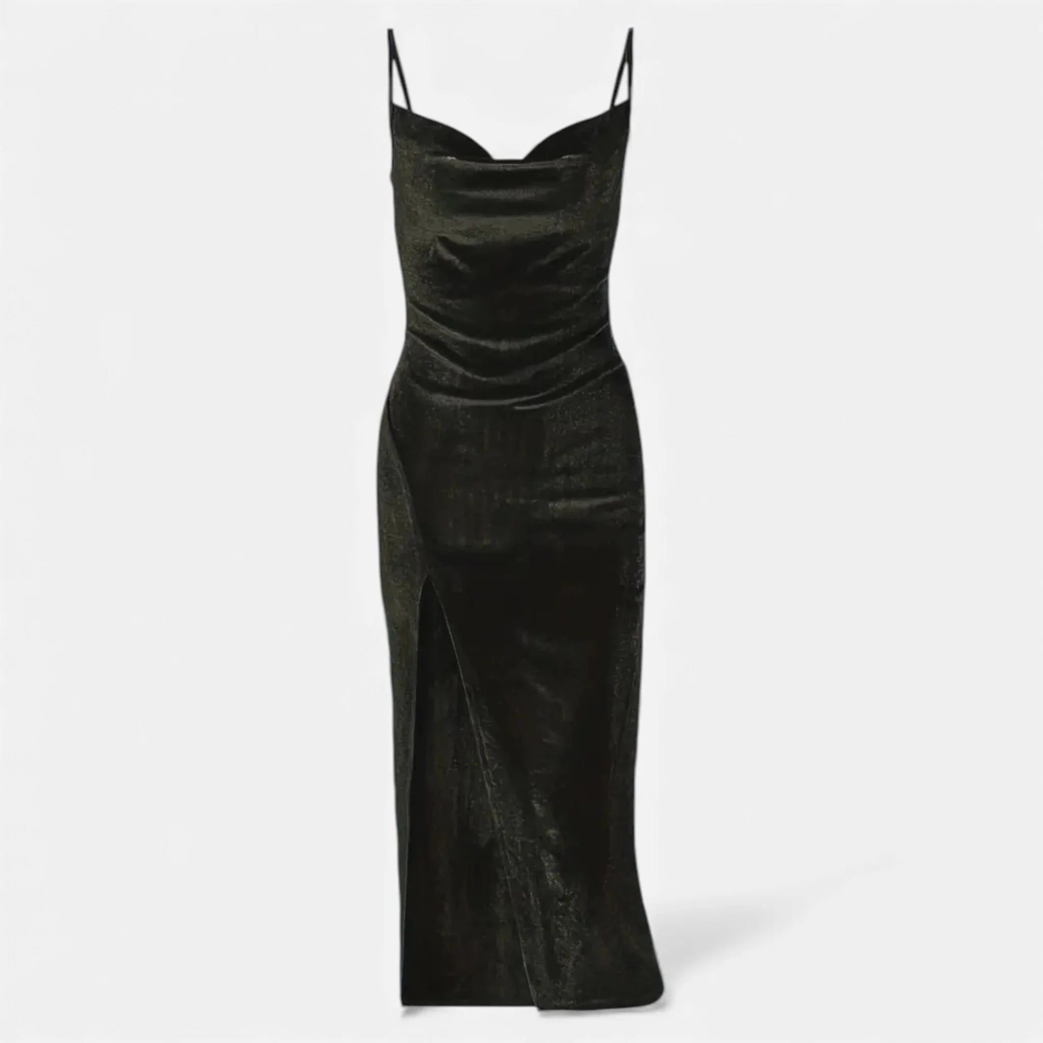 Velvet Cowl Neck Side Slit Maxi Dress for Women