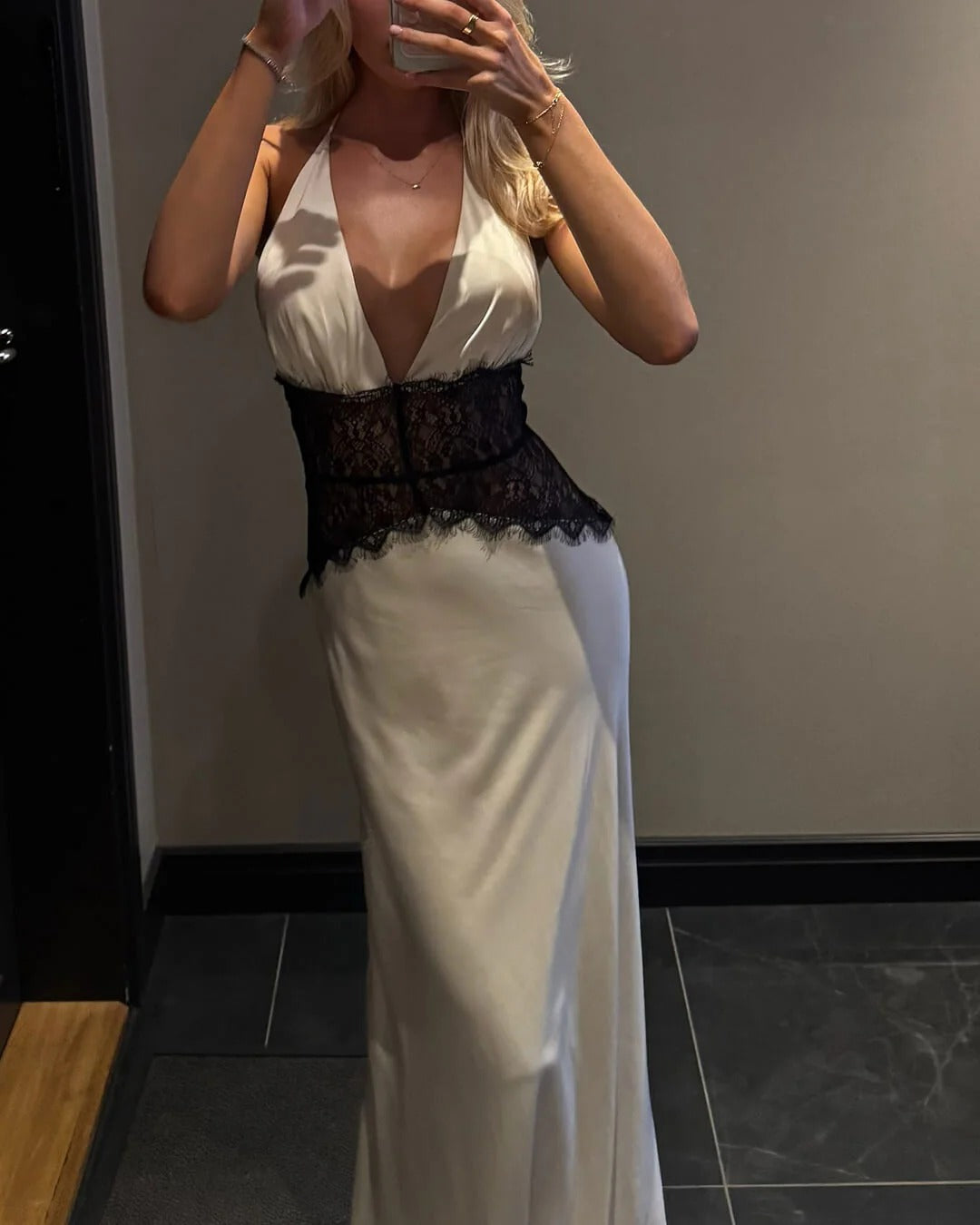 Satin Halterneck Backless Maxi Dress for Women