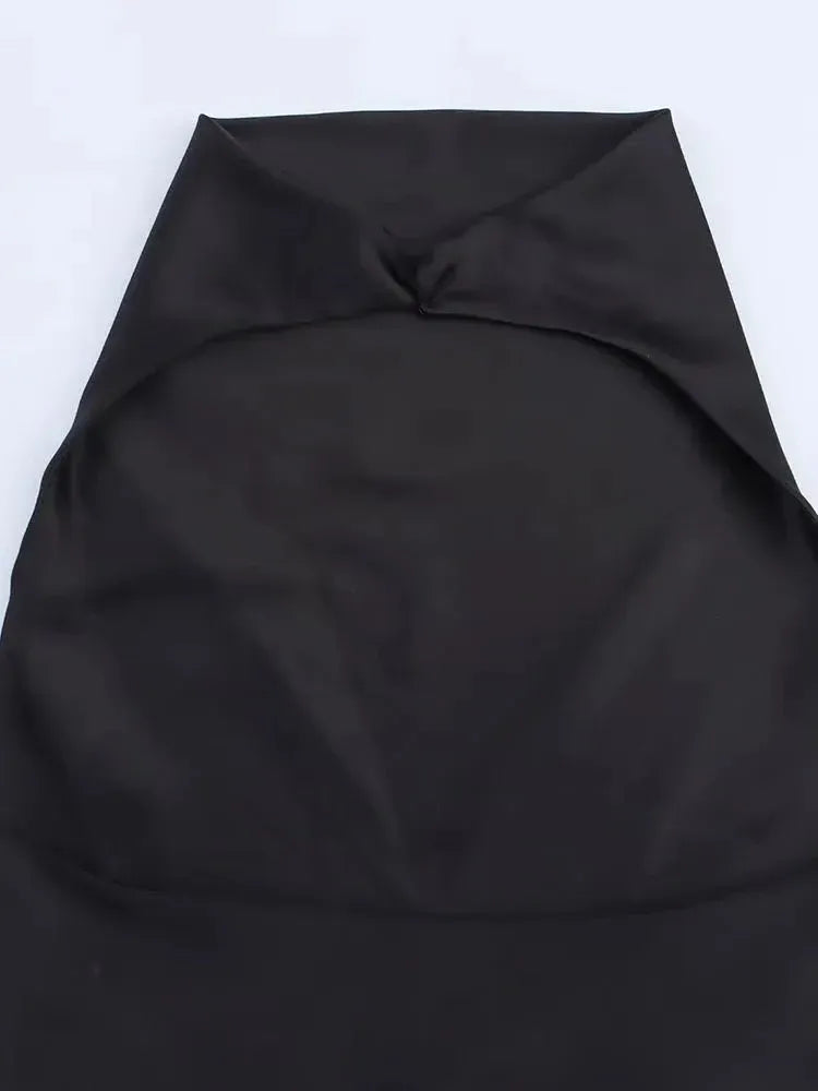 Satin Halter Neck Cocktail Mini Dress for Women