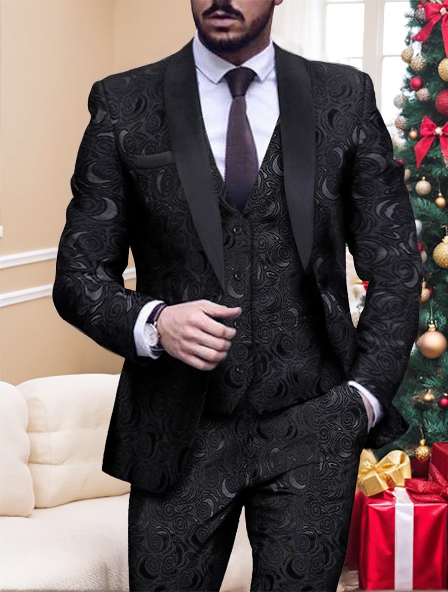 Jacquard Single Breasted Three Piece Suit for Men - View 3