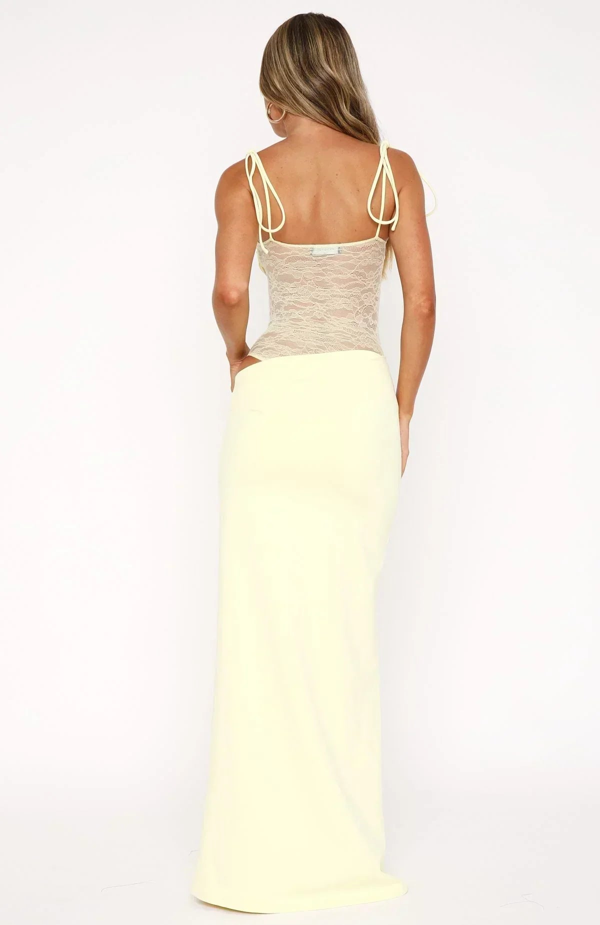 Lace Corset Maxi Dress with Tie-Shoulder Straps for Women - View 3