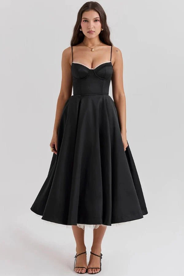 Sweetheart Corset A-Line Wedding Guest Midi Dress for Women
