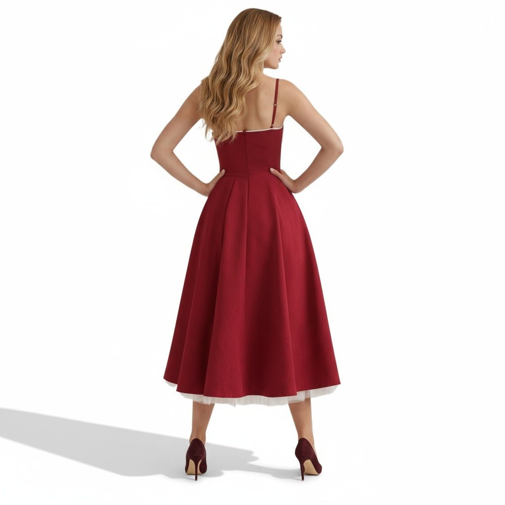 Sweetheart Corset A-Line Wedding Guest Midi Dress for Women