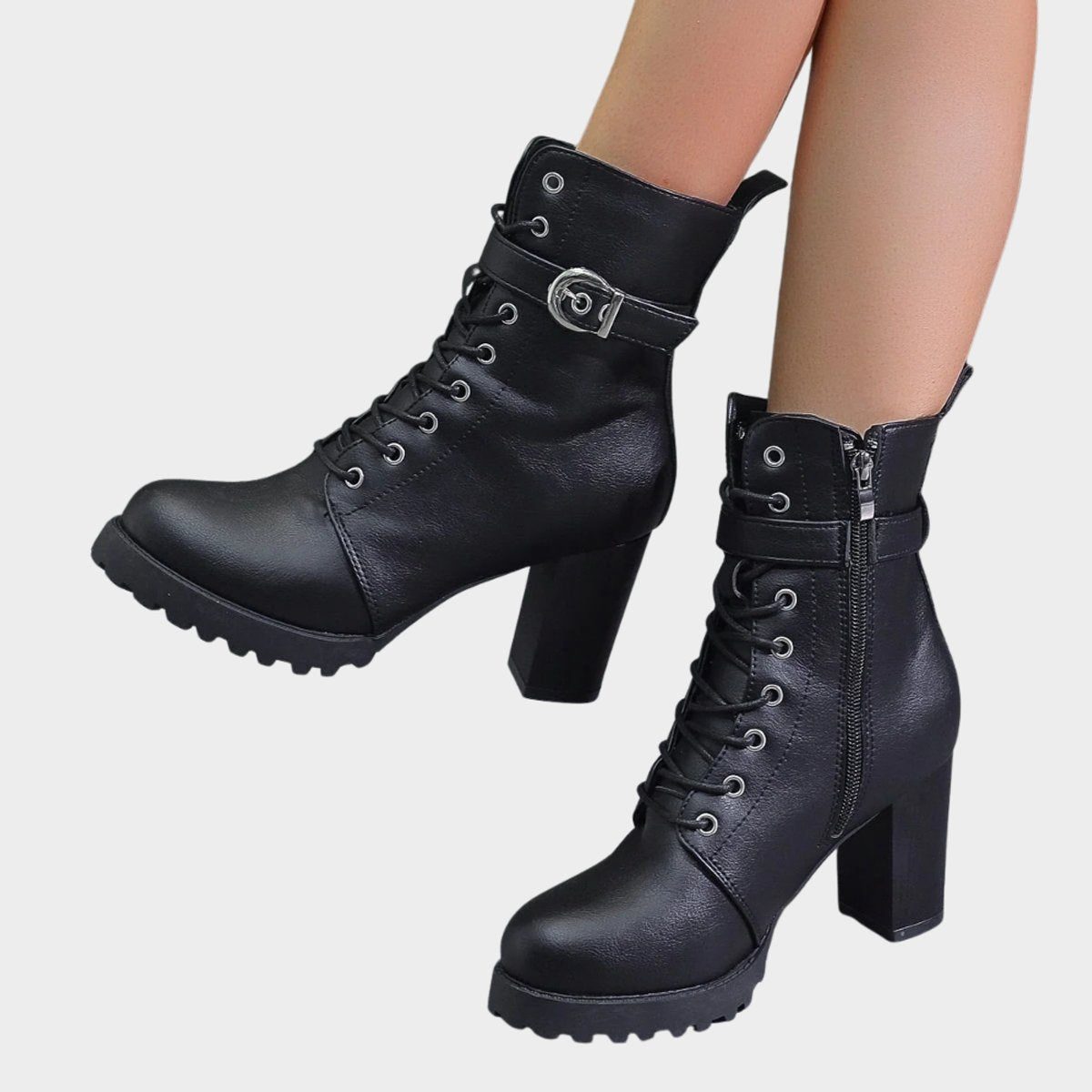 Lace-Up Block Heel Ankle Boots for Women - View 4