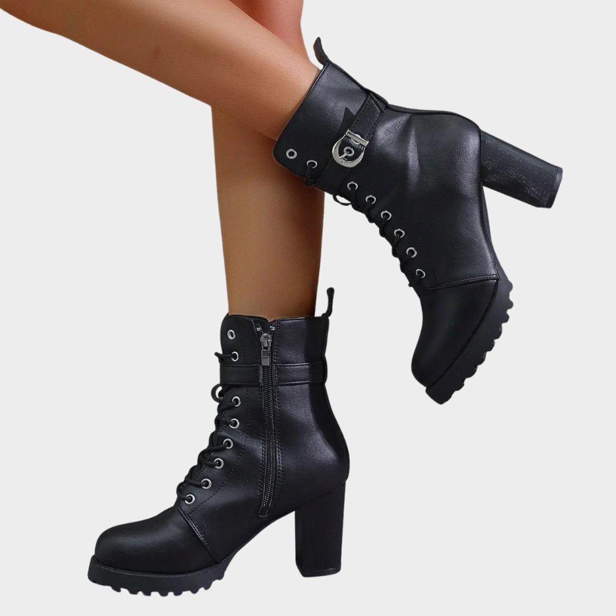 Lace-Up Block Heel Ankle Boots for Women - View 6