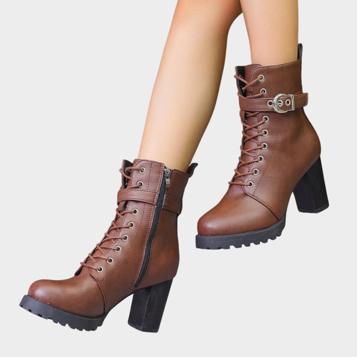Lace-Up Block Heel Ankle Boots for Women - View 7