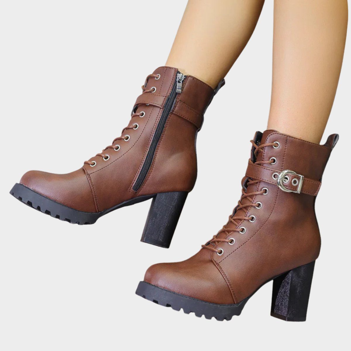 Lace-Up Block Heel Ankle Boots for Women - View 8