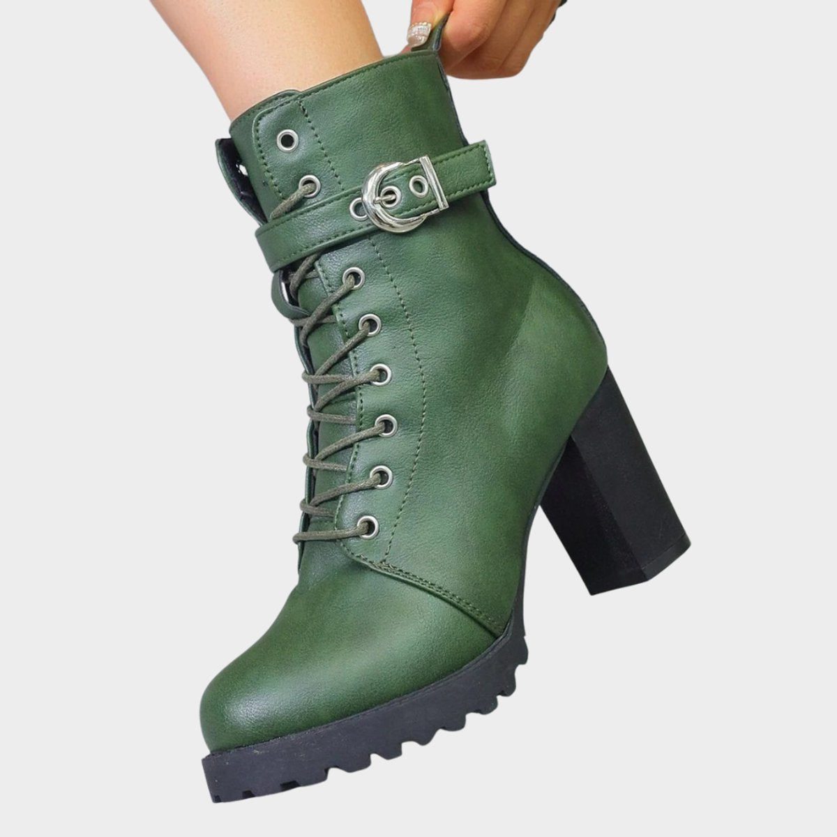 Lace-Up Block Heel Ankle Boots for Women - View 9