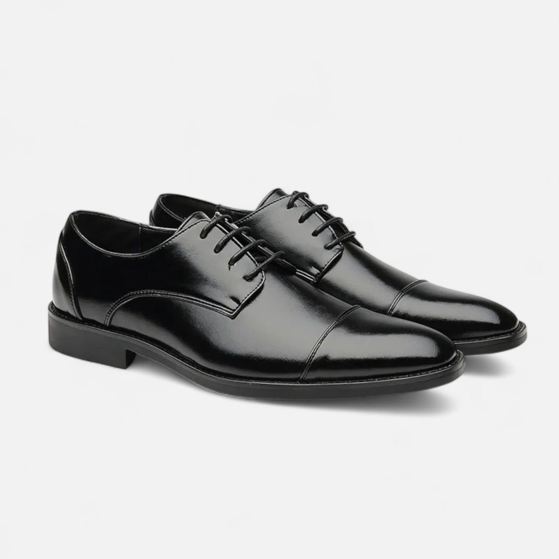 Lace-Up Cap Toe Dress Shoes for Men - Black