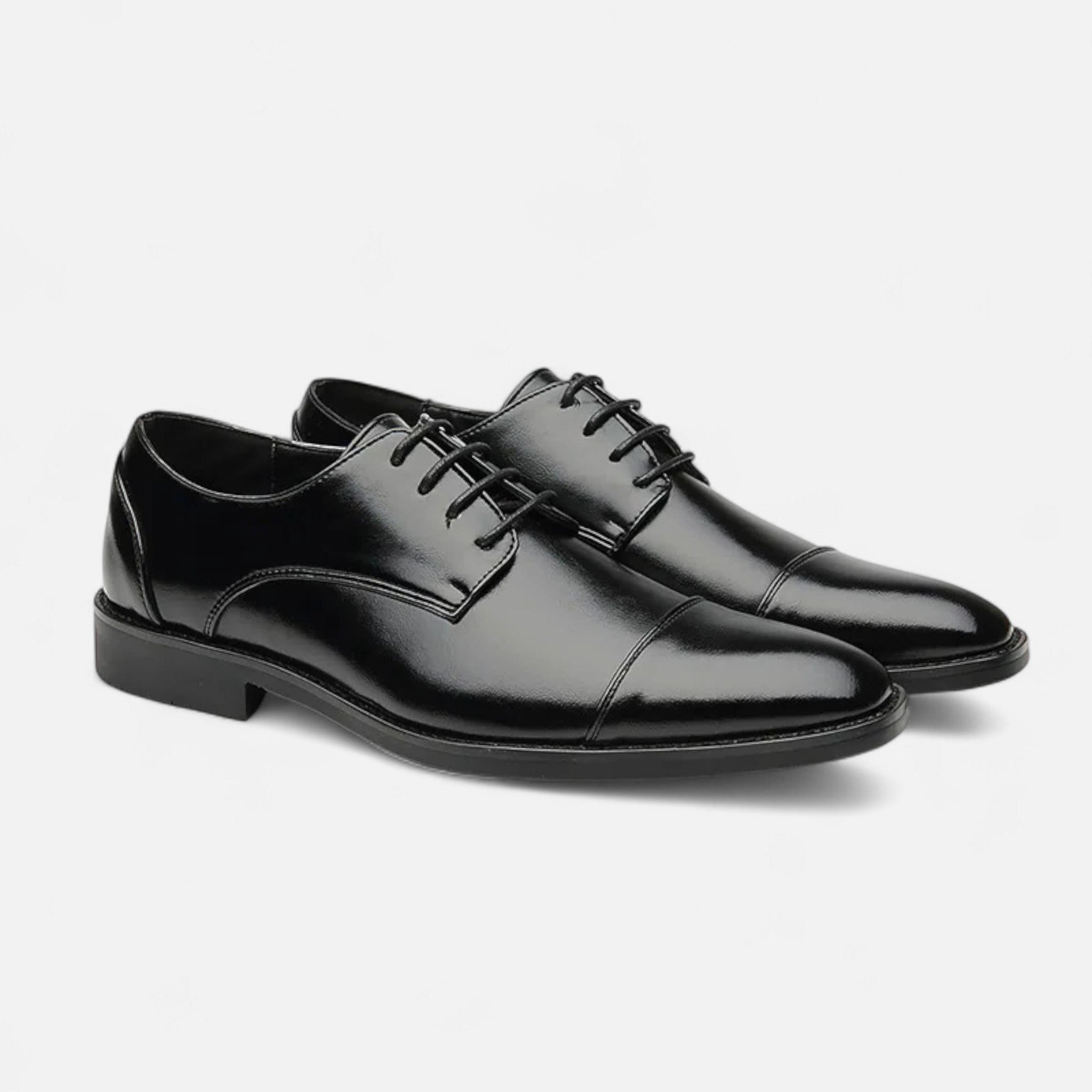 Lace-Up Cap Toe Dress Shoes for Men - Black